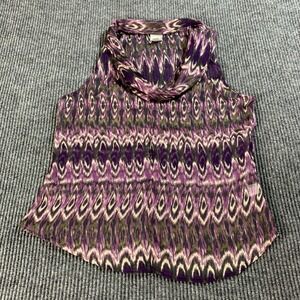 Converse One Star Blouse Womens Medium M Purple‎ Sheer All Over Print Sleeveless